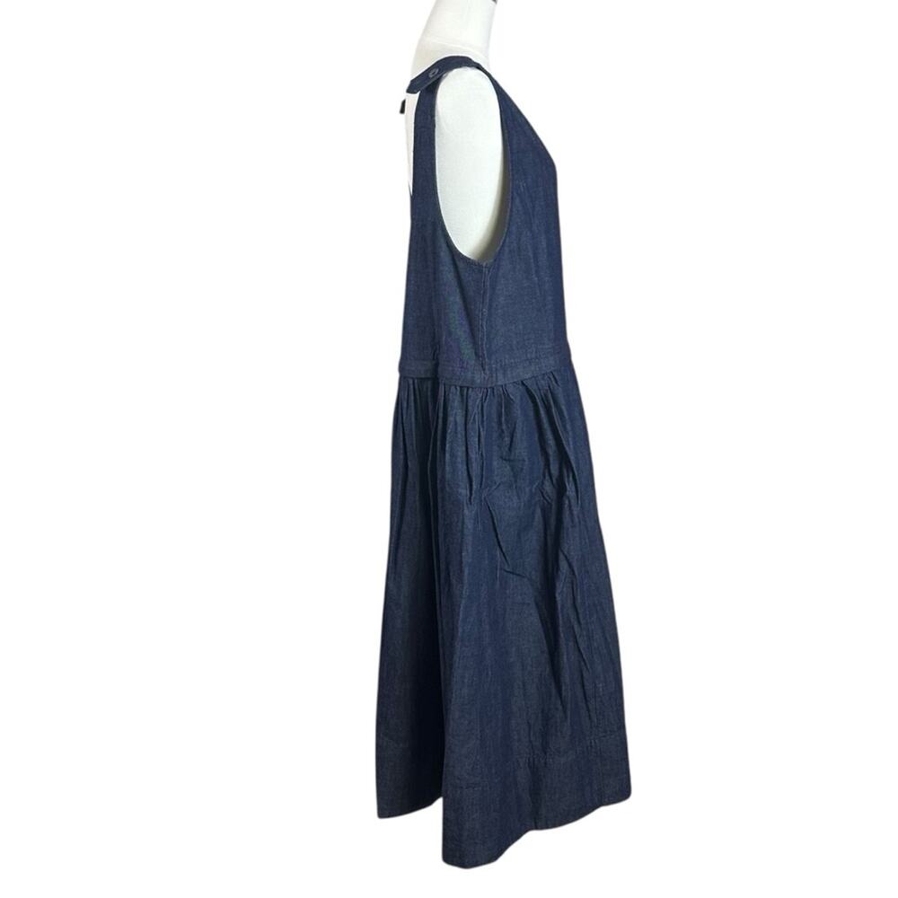 Free People Retro 90s Soraya Dark Denim Drop Waist Midi Jumper Dress Size Medium - Picture 7 of 13